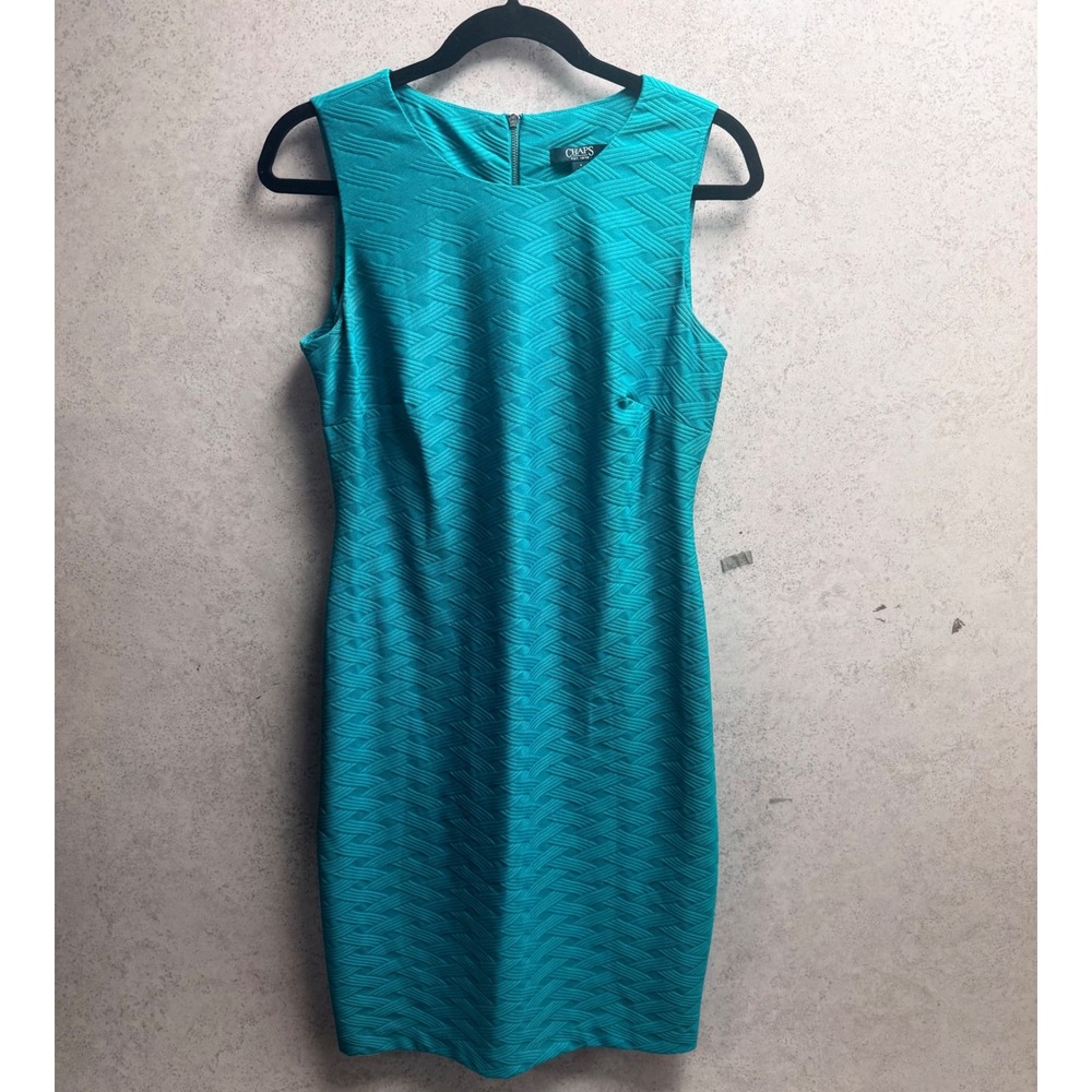 Chaps 6 Womens NWT Teal Textured Boss Babe Cocktail Office Sheath Dress
